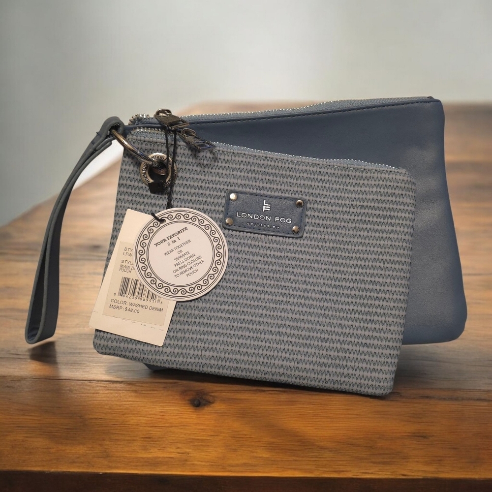 London Fog Washed Denim Clutch Set